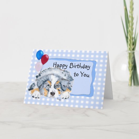 Australian Shepherd Custom Happy Birthday Card Karte (Vorderseite)