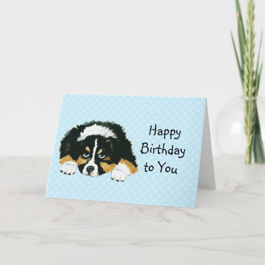 Australian Shepherd Custom Happy Birthday Card Karte (Vorderseite)