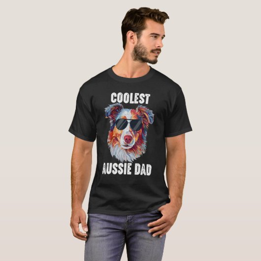 Australian Shepherd Dad Coolest Aussie Dad for Dog T-Shirt (Vorne ganz)