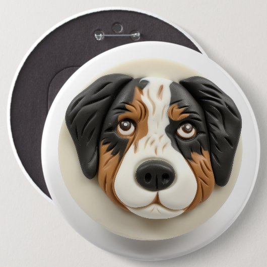 Australian Shepherd Dog 3D Inspiriert Button (Vorne & Hinten)
