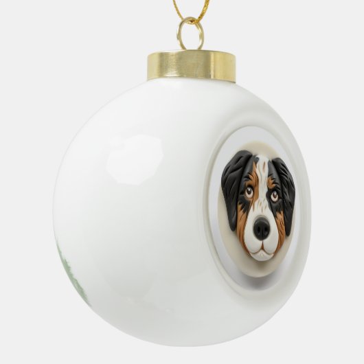 Australian Shepherd Dog 3D Inspiriert Keramik Kugel-Ornament (Links)