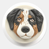 Australian Shepherd Dog 3D Inspiriert Runder Aufkleber (Vorderseite)