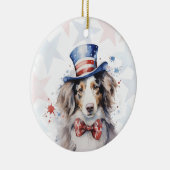 Australian shepherd Dog, 4th of july Personalized Keramik Ornament (Rechts)