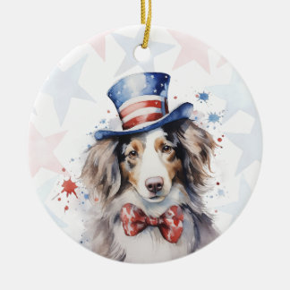 Australian shepherd Dog, 4th of july Personalized Keramik Ornament