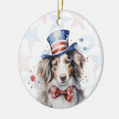 Australian shepherd Dog, 4th of july Personalized Keramik Ornament (Links)