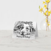 Australian Shepherd dog art Karte (Gelbe Blume)