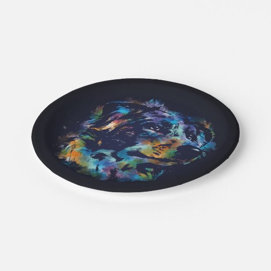 Australian Shepherd dog - Aussie Pappteller (Schrägansicht)