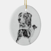 Australian Shepherd dog - Aussie pencil sketch Keramik Ornament (Rechts)