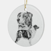 Australian Shepherd dog - Aussie pencil sketch Keramik Ornament (Links)