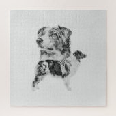 Australian Shepherd dog - Aussie pencil sketch Puzzle (Vertikal)