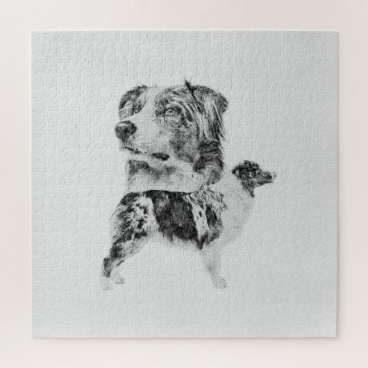Australian Shepherd dog - Aussie pencil sketch Puzzle (Vertikal)