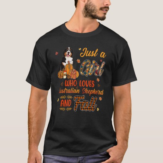 Australian Shepherd Dog Autumn Fall Pumpkin Truck T-Shirt (Vorderseite)