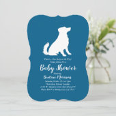 Australian Shepherd Dog Baby Shower Blue Boy Einladung (Stehend Vorderseite)
