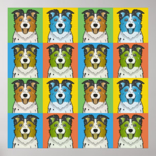 Australian Shepherd Dog Cartoon Pop-Art Poster