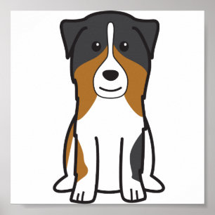 Australian Shepherd Dog Cartoon Poster