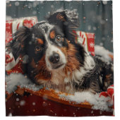 Australian Shepherd Dog Christmas Festive Duschvorhang (Vorderseite)