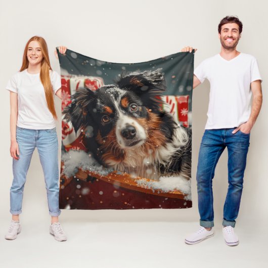 Australian Shepherd Dog Christmas Festive Fleecedecke (Beispiel)