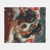 Australian Shepherd Dog Christmas Festive Fleecedecke (Vorderseite (Horizontal))