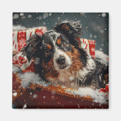 Australian Shepherd Dog Christmas Festive Magnet (Vorne)