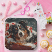 Australian Shepherd Dog Christmas Festive Pappteller (Party)