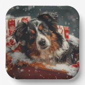 Australian Shepherd Dog Christmas Festive Pappteller (Vorderseite)