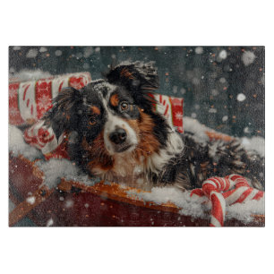 Australian Shepherd Dog Christmas Festive Schneidebrett