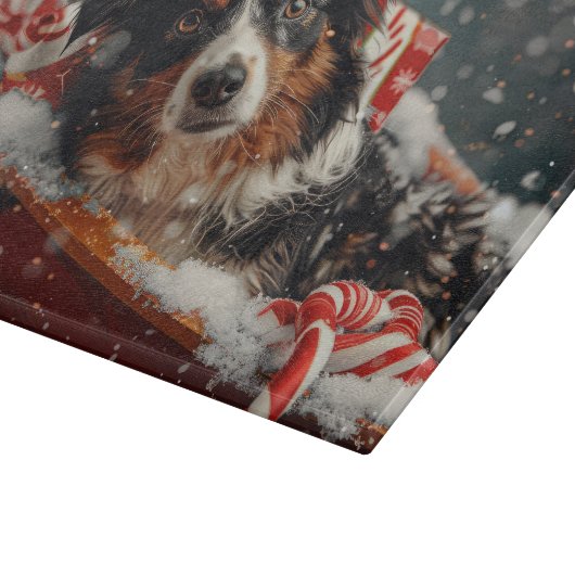 Australian Shepherd Dog Christmas Festive Schneidebrett (Ecke)