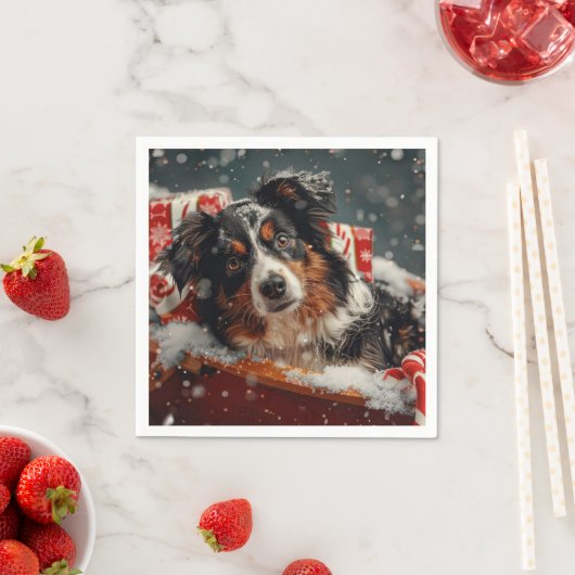 Australian Shepherd Dog Christmas Festive Serviette (Beispiel)
