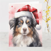 Australian Shepherd Dog Christmas Santa Paws Karte (Gelbe Blume)