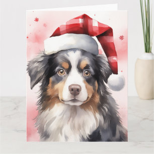 Australian Shepherd Dog Christmas Santa Paws Karte