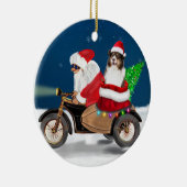 Australian Shepherd Dog Christmas Weihnachtsmann Keramik Ornament (Rechts)