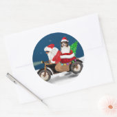 Australian Shepherd Dog Christmas Weihnachtsmann Runder Aufkleber (Umschlag)