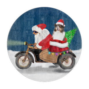 Australian Shepherd Dog Christmas Weihnachtsmann Schneidebrett