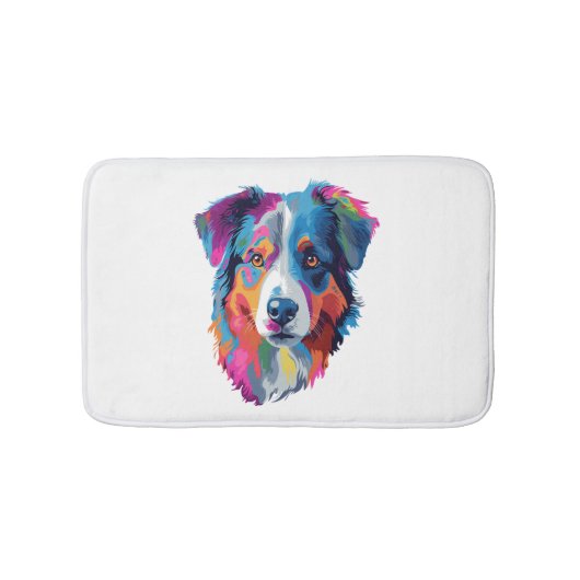 Australian Shepherd Dog Colorful Badematte (Vorderseite)