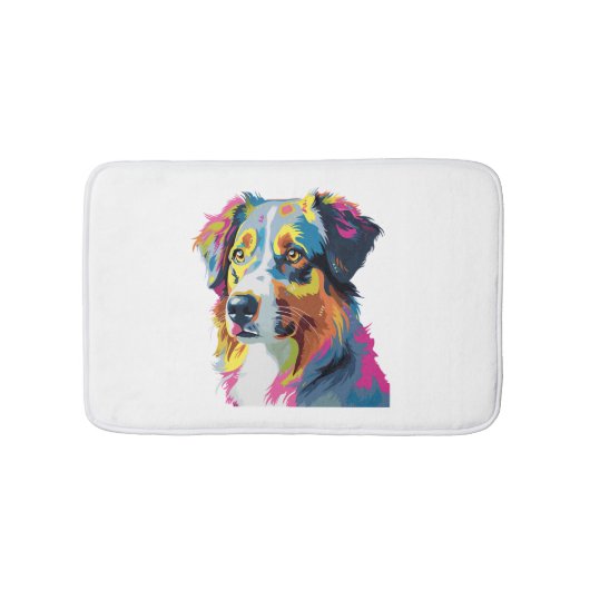 Australian Shepherd Dog Colorful Badematte (Vorderseite)