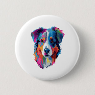 Australian Shepherd Dog Colorful Button