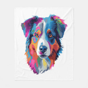 Australian Shepherd Dog Colorful Fleecedecke