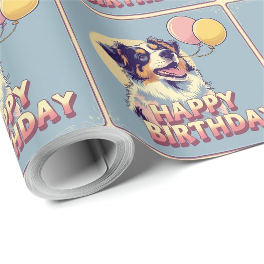Australian Shepherd Dog Colorful Geschenkpapier (Rolleneckpunkt)