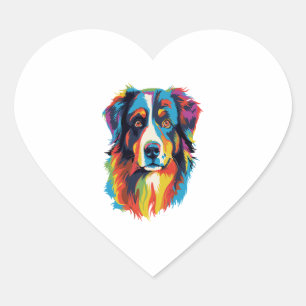 Australian Shepherd Dog Colorful Herz-Aufkleber