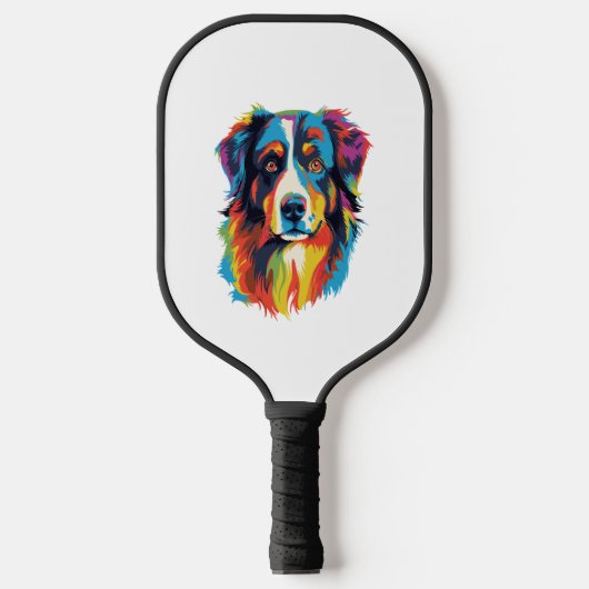 Australian Shepherd Dog Colorful Pickleball Schläger (Vorderseite)