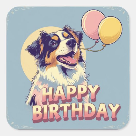 Australian Shepherd Dog Colorful Quadratischer Aufkleber (Vorderseite)