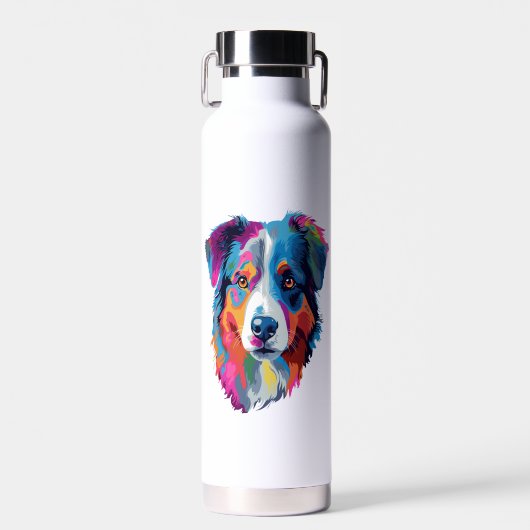 Australian Shepherd Dog Colorful Trinkflasche (Vorne)