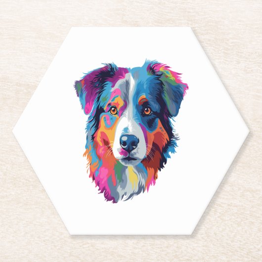 Australian Shepherd Dog Colorful Untersetzer (Vorderseite)
