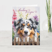 Australian Shepherd Dog Fence Thinking of You Karte (Vorderseite)