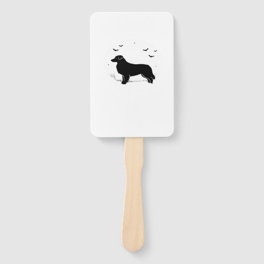 Australian Shepherd Dog � Halloween Moon Silhouett Fächer (Vorderseite)