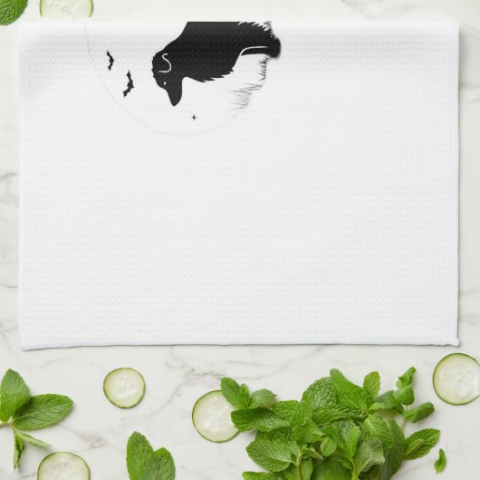 Australian Shepherd Dog � Halloween Moon Silhouett Geschirrtuch (Gefaltet)