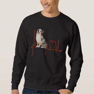 Australian Shepherd Dog Heartbeat EKG My Hogs My C Sweatshirt