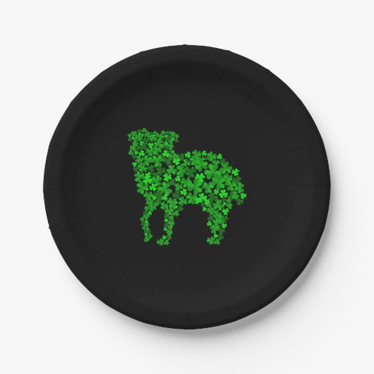 Australian Shepherd Dog Kleeblatt St Patrick Day Pappteller (Vorderseite)