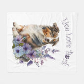 Australian Shepherd Dog Mama Floral Fleecedecke (Vorderseite (Horizontal))