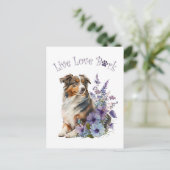 Australian Shepherd Dog Mama Floral Postkarte (Stehend Vorderseite)